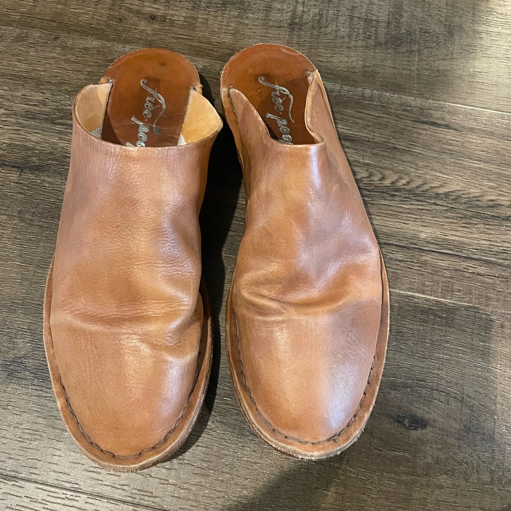 Free People Brown Leather Mules